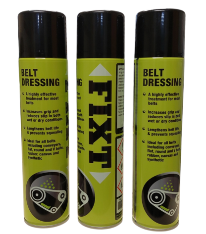 FIXT BELT DRESSING SPRAY 3 X 400ml FOR TREATING ALL TYPE OF BELTS INCREASES GRIP AND EXTENDS BELT LIFE