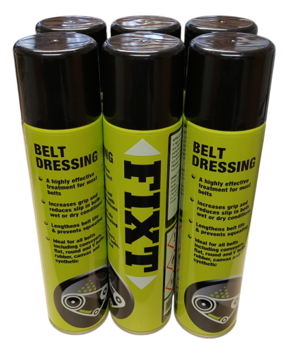 FIXT BELT DRESSING SPRAY 6 X 400ml FOR TREATING ALL TYPE OF BELTS INCREASES GRIP AND EXTENDS BELT LIFE