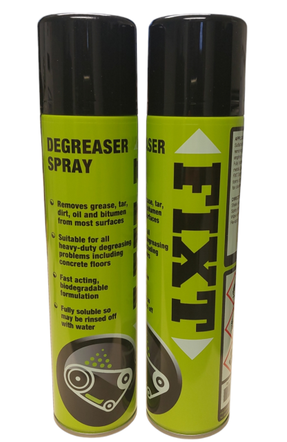 FIXT DEGREASER SPRAY 2 x 400m FOR REMOVAL OF GREASE OIL DIRT ON VARIOUS SURFACES