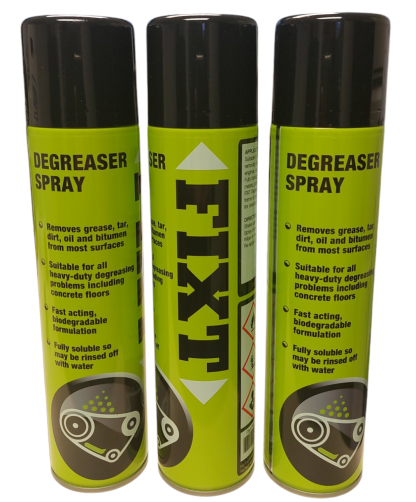 FIXT DEGREASER SPRAY 3 x 400m FOR REMOVAL OF GREASE OIL DIRT ON VARIOUS SURFACES