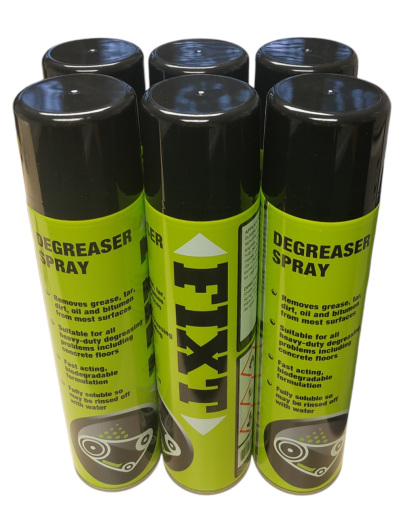 FIXT DEGREASER SPRAY 6 x 400ml FOR REMOVAL OF GREASE OIL DIRT ON VARIOUS SURFACES